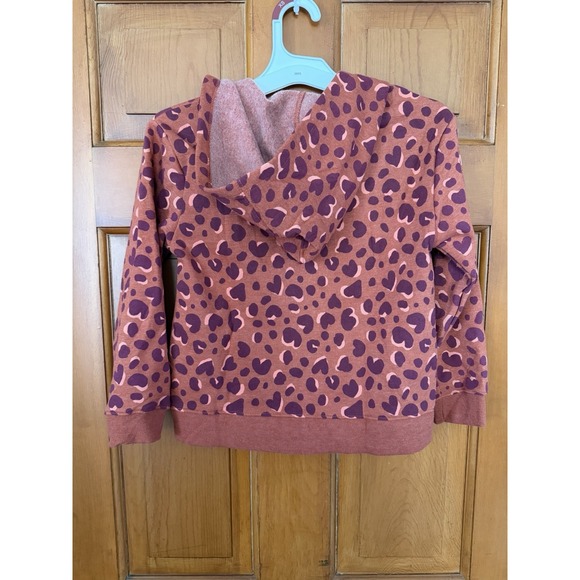 Carter's Girls' Cheetah/Animal Print Red Long Sleeve Zip-Up Fleece Hoodie Size S - Picture 4 of 6